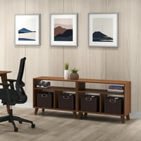 Basy Ticari Sınıf Modern Küp Depolama Credenza, Gerçek Ahşap Ayaklar, Açık Cevizde