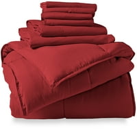 Bir Çantada Çıplak Ev Mikrofiber 7 Parçalı Kırmızı ve Kırmızı Yatak, Tam XL