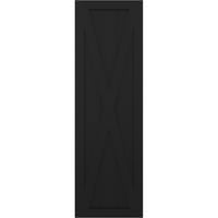 Ekena Millwork 15 W 61 H Gerçek Fit PVC Tek X-Board Çiftlik Evi Sabit Montajlı Panjurlar, Siyah