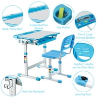 Gyma çocuk Masası Sandalye Seti Çok Fonksiyonlu Çalışma Çizim Yüksekliği Ayarlanabilir Mavi