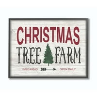 Stupell Industries Noel Ağaçları Çiftlik Ahşap Doku Tatil Kelime Tasarım Çerçeveli Duvar Sanatı Sanatçı Tarafından