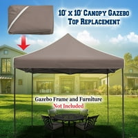 Ez pop Up Anında Gölgelik 10'X10 'Yedek Üst Gazebo EZ gölgelik örtüsü Sadece Veranda Pavilion Güneşlik Polyester-Taupe
